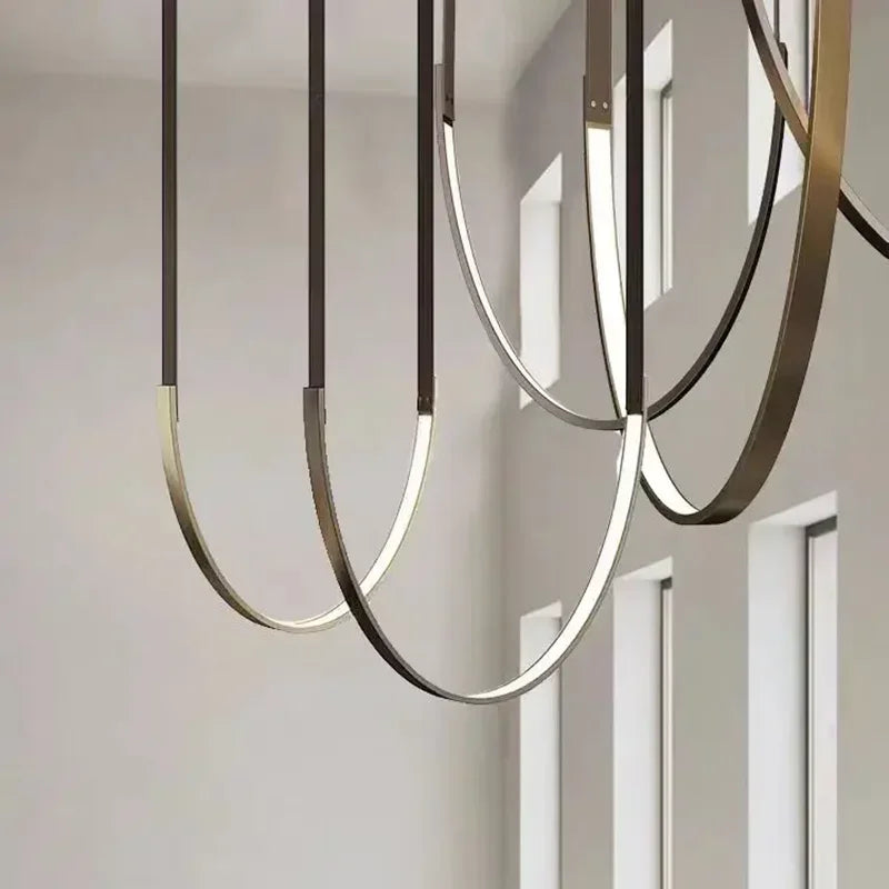 Nordic U-Shaped Leather Chandelier