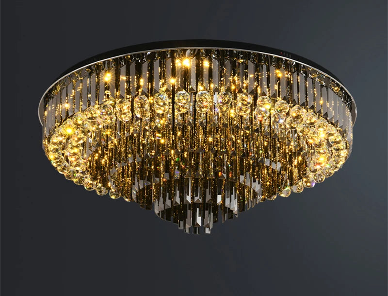 Modern Exalted Luxury Crystal Chandelier Lighting Round Hanging Lamp for Living Room Bedroom Indoor Home Light Fixtures