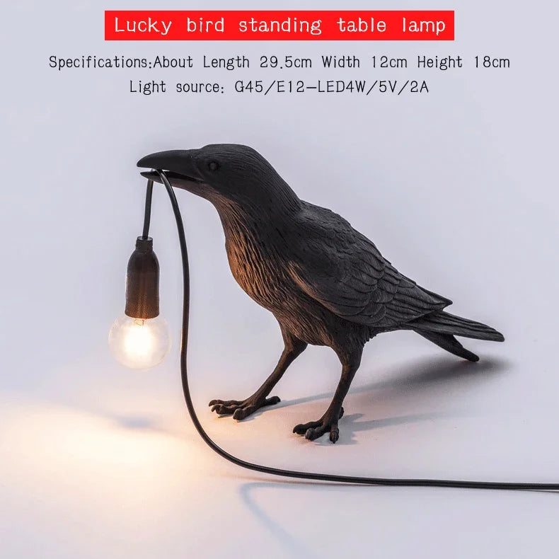 Resin Lucky Bird Crow Wall Lamp Table Lamp Night Light Bedroom Bedside Living Room Wall Lamp Home Decoration